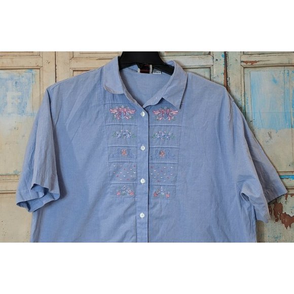 Separate Issue Womens Size 24W Blue Short Sleeve Collared Button Up Basic Shirt - Picture 3 of 6
